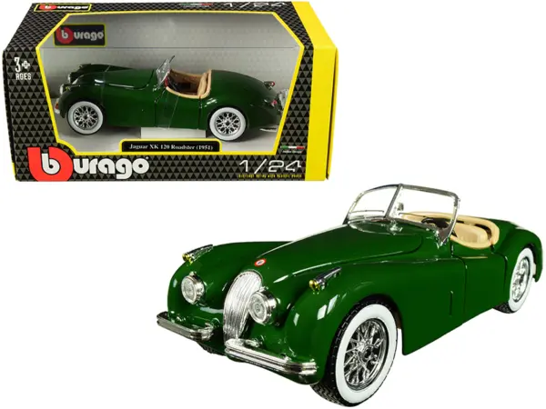 1951 Jaguar XK 120 Roadster Green 1/24 Diecast Model Car by Bburago #1