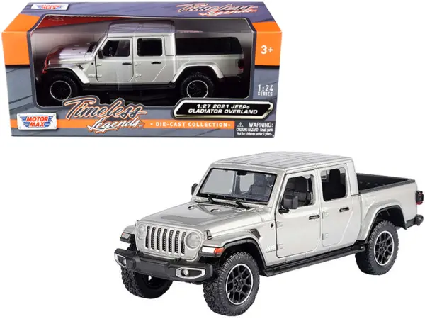 2021 Jeep Gladiator Overland (Closed Top) Pickup Truck Silver Metallic 1/24-1/27 Diecast Model Car by Motormax #1