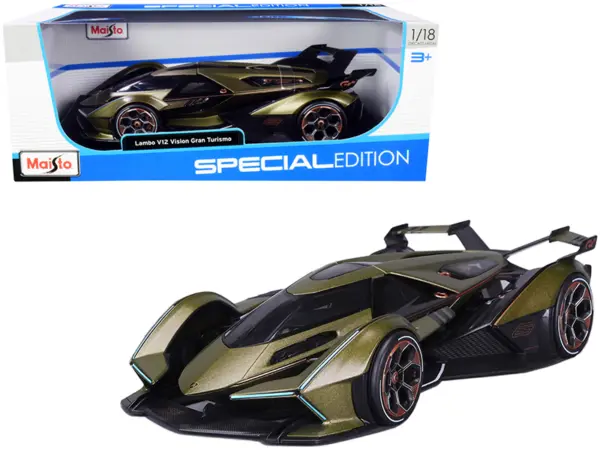 Lamborghini V12 Vision Gran Turismo Matt Green Metallic 1/18 Diecast Model Car by Maisto #1