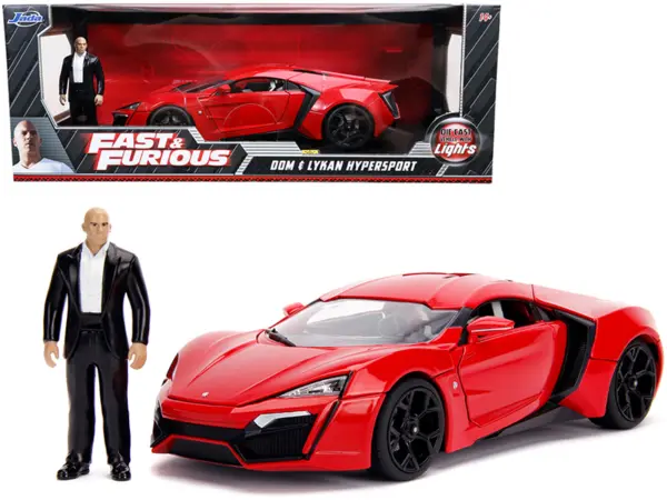 Lykan Hypersport Red with Lights and Dom Figurine "Fast & Furious" Movie 1/18 Diecast Model Car by Jada #1