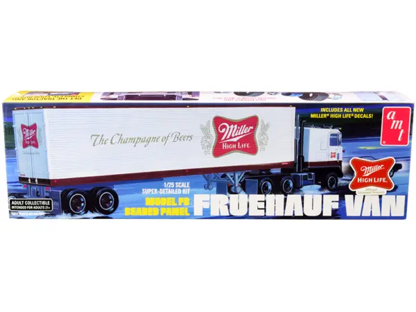 Skill 3 Model Kit Fruehauf FB Beaded Panel Van Trailer "Miller" 1/25 Scale Model by AMT #1