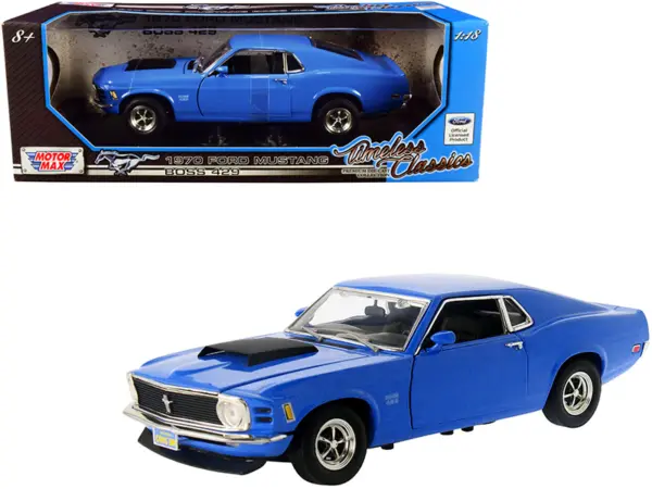 1970 Ford Mustang Boss 429 Dark Blue "Timeless Classics" Series 1/18 Diecast Model Car by Motormax #1