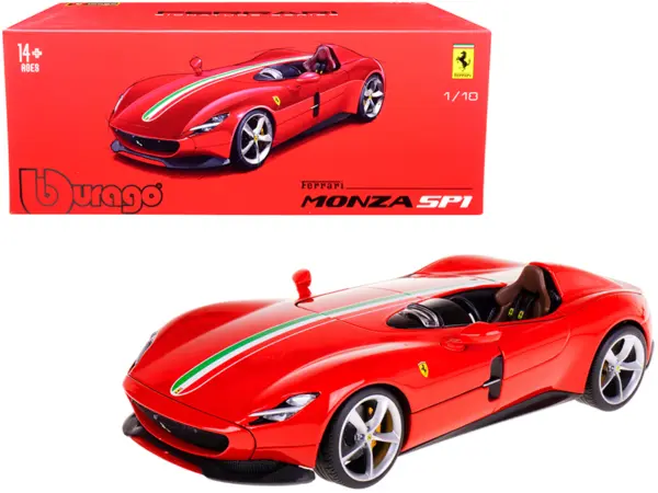 Ferrari Monza SP1 Red with Italian Flag Stripes "Signature Series" 1/18 Diecast Model Car by Bburago #1