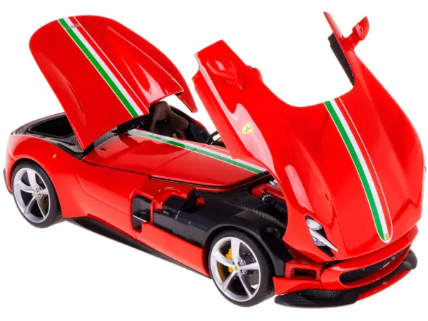 Ferrari Monza SP1 Red with Italian Flag Stripes "Signature Series" 1/18 Diecast Model Car by Bburago #2