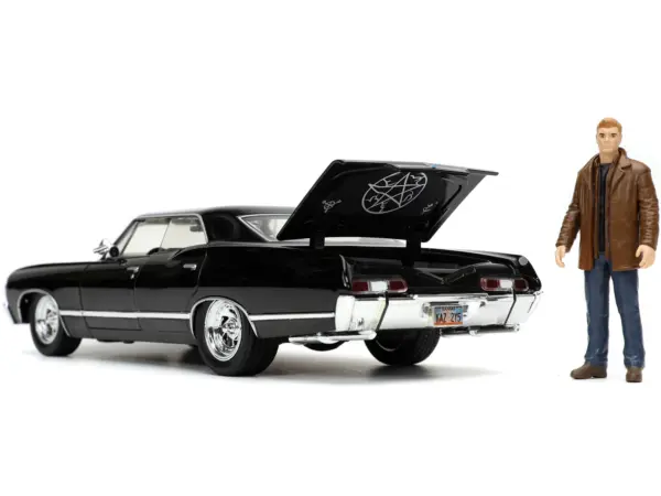 1967 Chevrolet Impala SS Sport Sedan Black and Dean Winchester Diecast Figurine "Supernatural" (2005-2020) TV Series "Hollywood Rides" Series 1/24 Diecast Model Car by Jada #2