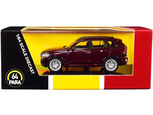 BMW X5 (G05) with Sunroof Ametrine Red Metallic 1/64 Diecast Model Car by Paragon #1