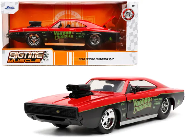 1970 Dodge Charger R/T "Voodoo Charger" Red and Black "Bigtime Muscle" Series 1/24 Diecast Model Car by Jada #1