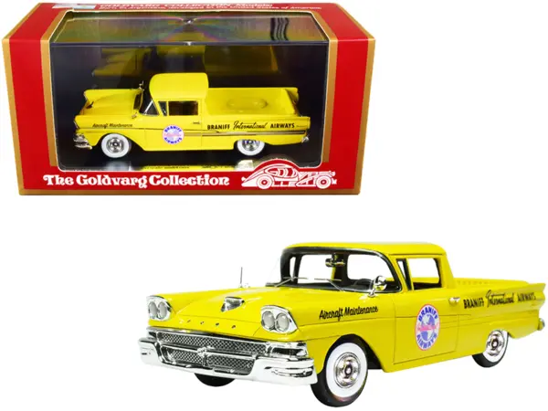 1958 Ford Ranchero Aircraft Maintenance Car Yellow "Braniff International Airways" Limited Edition to 125 pieces Worldwide 1/43 Model Car by Goldvarg Collection #1