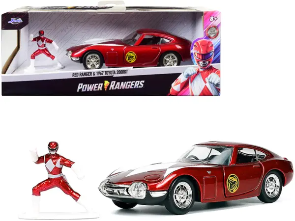 1967 Toyota 2000GT RHD (Right Hand Drive) Red Metallic and Red Ranger Diecast Figurine "Power Rangers" "Hollywood Rides" Series 1/32 Diecast Model Car by Jada #1