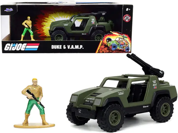 V.A.M.P. Olive Green and Duke Diecast Figurine "G.I. Joe" "Hollywood Rides" Series 1/32 Diecast Model Car by Jada #1