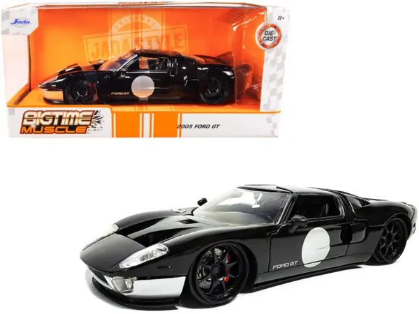 2005 Ford GT Black and Silver "Bigtime Muscle" Series 1/24 Diecast Model Car by Jada #1