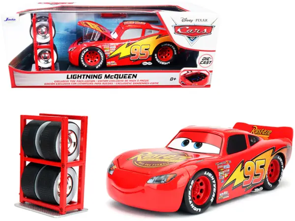 Lightning McQueen #95 Red with Extra Wheels Disney & Pixar "Cars" Movie "Hollywood Rides" Series Diecast Model Car by Jada #1