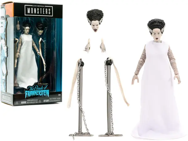 The Bride of Frankenstein 6" Moveable Figurine with Chains and Alternate Head and Hands "Universal Monsters" Series by Jada #1