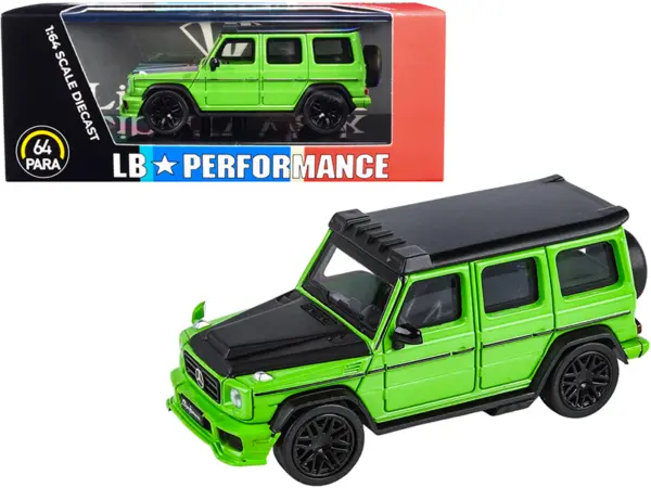 Mercedes-AMG G 63 LBWK Alien Green and Matt Black "LB Performance" 1/64 Diecast Model Car by Paragon #1