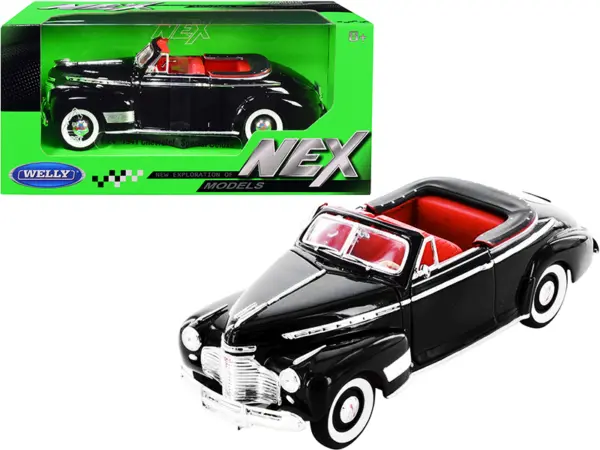 1941 Chevrolet Special Deluxe Convertible Black with Red Interior "NEX Models" 1/24 Diecast Model Car by Welly #1
