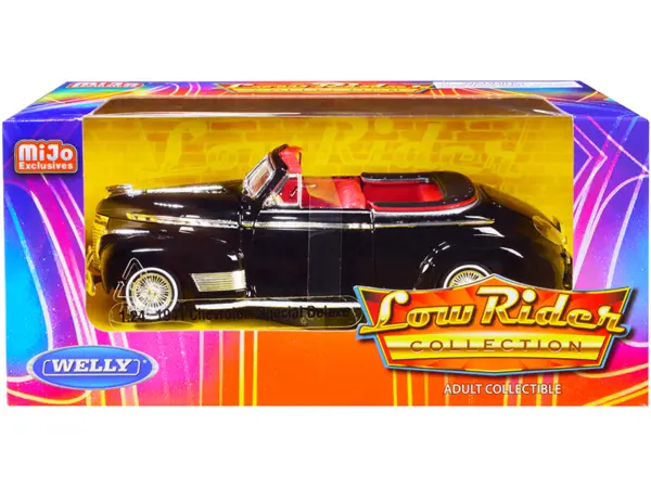 1941 Chevrolet Special Deluxe Convertible Black with Red Interior "Low Rider Collection" 1/24 Diecast Model Car by Welly #1