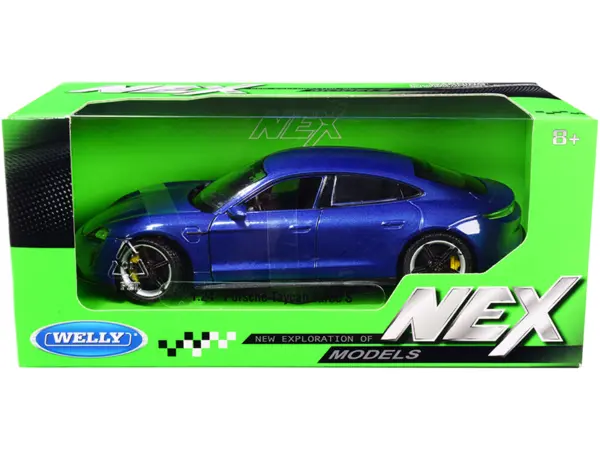 Porsche Taycan Turbo S Blue Metallic "NEX Models" 1/24 Diecast Model Car by Welly #1