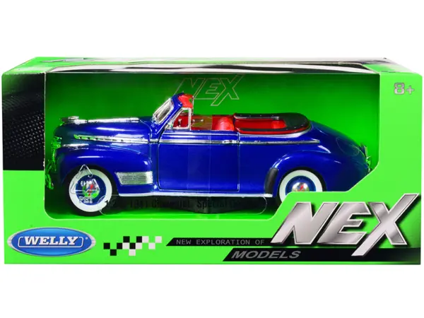 1941 Chevrolet Special Deluxe Convertible Blue Metallic with Red Interior "NEX Models" 1/24 Diecast Model Car by Welly #1