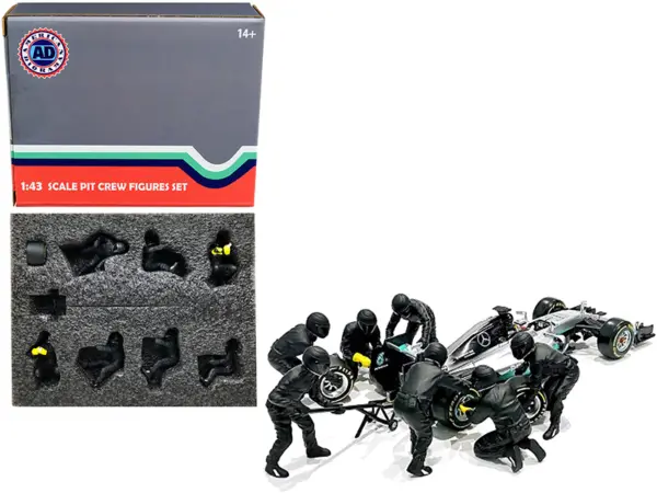 Formula One F1 Pit Crew 7 Figurine Set Team Black Release II for 1/43 Scale Models by American Diorama #1