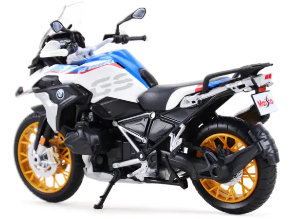 BMW R1250 GS White with Blue and Red Stripes 1/12 Diecast Motorcycle Model by Maisto #2