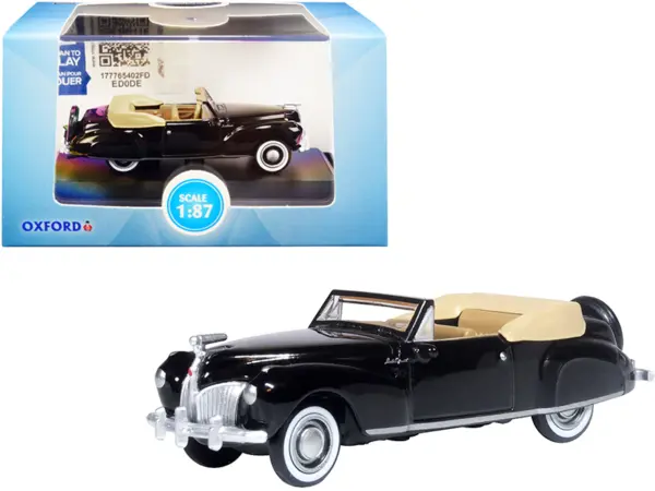 1941 Lincoln Continental Convertible Black with Tan Interior 1/87 (HO) Scale Diecast Model Car by Oxford Diecast #1