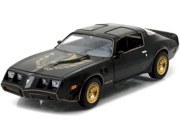 1980 Pontiac Firebird Trans Am T/A Turbo 4.9L Starlite Black with Golden Eagle Hood and Stripes 1/24 Diecast Model Car by Greenlight #2