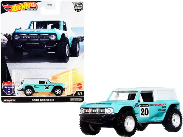 Ford Bronco R #20 Turquoise with White Top "American Scene" "Car Culture" Series Diecast Model Car by Hot Wheels #1