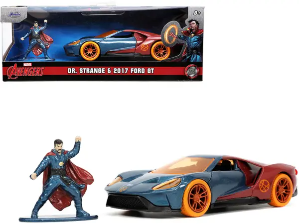 2017 Ford GT and Doctor Strange Diecast Figurine "Avengers" "Marvel" Series "Hollywood Rides" 1/32 Diecast Model Car by Jada #1