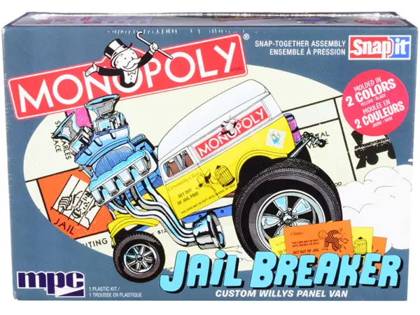 Skill 1 Snap Model Kit Custom Willys Panel Van Jail Breaker "Monopoly" 1/25 Scale Model by MPC #1