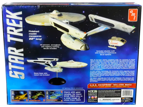 Skill 2 Model Kit U.S.S. Enterprise NCC-1701 Refit Starship "Star Trek" 1/537 Scale Model by AMT #3