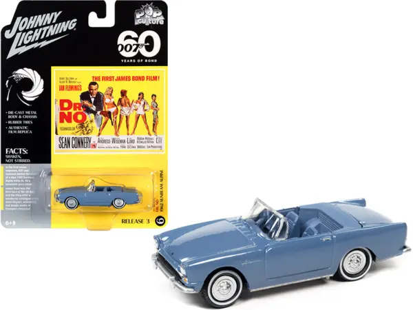 1962 Sunbeam Alpine Convertible Lake Blue James Bond 007 "Dr. No" (1962) Movie "Pop Culture" Series 3 1/64 Diecast Model Car by Johnny Lightning #1