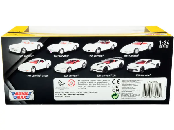 1979 Chevrolet Corvette C3 White with Black Top and Red Interior "History of Corvette" Series 1/24 Diecast Model Car by Motormax #2