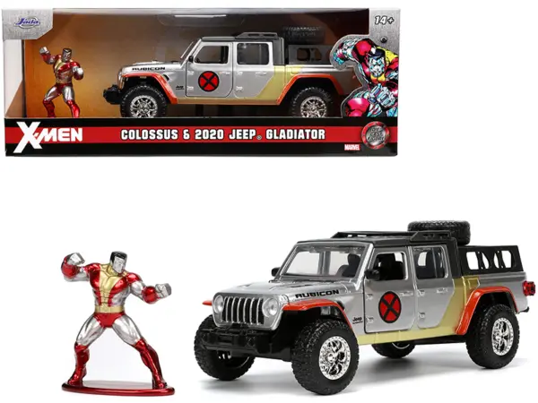 2020 Jeep Gladiator Pickup Truck Silver and Colossus Diecast Figurine "X-Men" Marvel "Hollywood Rides" Series 1/32 Diecast Model Car by Jada #1