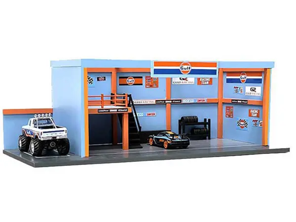 "Garage Diorama Gulf Oil" Diorama with Decals for 1/64 Scale Models by American Diorama #3