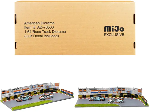 "Race Track Gulf Oil" Diorama with Decals for 1/64 Scale Models by American Diorama #1