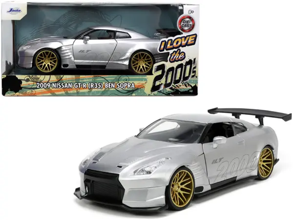 2009 Nissan GT-R (R35) Ben Sopra Silver "I Love the 2000's" Series 1/24 Diecast Model Car by Jada #1