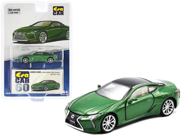 Lexus LC500 Nori Green Metallic with Black Top Limited Edition to 1200 pieces 1/64 Diecast Model Car by Era Car #1