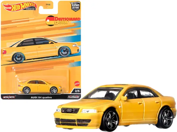 Audi S4 Quattro with Sunroof Yellow "Deutschland Design" Series Diecast Model Car by Hot Wheels #1