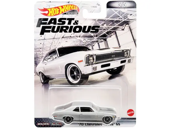 1970 Chevrolet Nova SS Silver Metallic with Black Stripes "Fast & Furious" Series Diecast Model Car by Hot Wheels #1