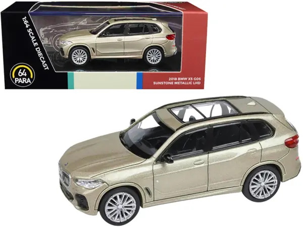 2018 BMW X5 G05 with Sunroof Sunstone Gold Metallic 1/64 Diecast Model Car by Paragon Models #1