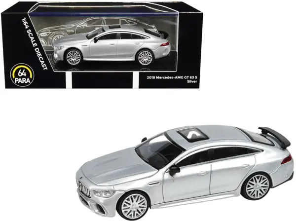 2018 Mercedes-AMG GT 63 S with Sunroof Silver Metallic 1/64 Diecast Model Car by Paragon Models #1