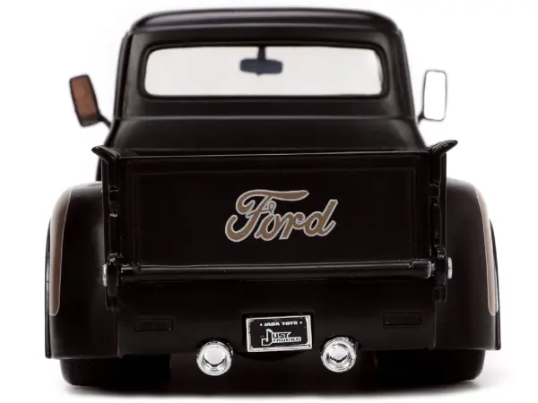 1956 Ford F-100 Pickup Truck Matt Black and Champagne with Flames with Extra Wheels "Just Trucks" Series 1/24 Diecast Model Car by Jada #6