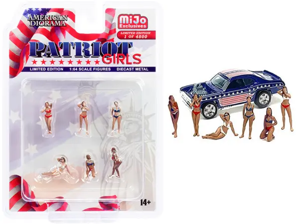"Patriot Girls" 6 piece Diecast Figurines Set Limited Edition to 4800 pieces Worldwide for 1/64 Scale Models by American Diorama #1