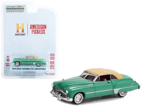 1949 Buick Roadmaster Convertible Green with Tan Soft Top "American Pickers" (2010-Current) TV Series "Hollywood Series" Release 37 1/64 Diecast Model Car by Greenlight #1