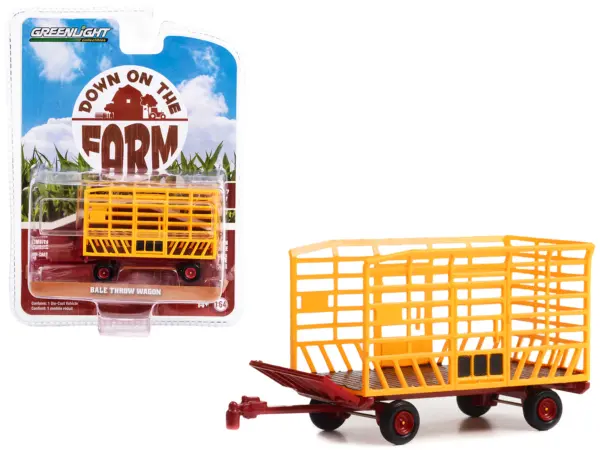 Bale Throw Wagon Yellow and Red "Down on the Farm" Series 7 1/64 Diecast Model by Greenlight #1