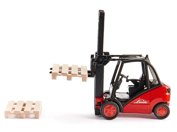 Linde Forklift Truck Red with 2 Pallet Accessories 1/50 Diecast Model by Siku #3