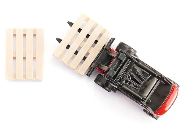 Linde Forklift Truck Red with 2 Pallet Accessories 1/50 Diecast Model by Siku #5