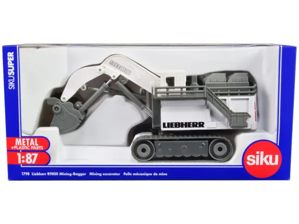 Liebherr R9800 Mining Excavator White and Gray 1/87 (HO) Diecast Model by Siku #1