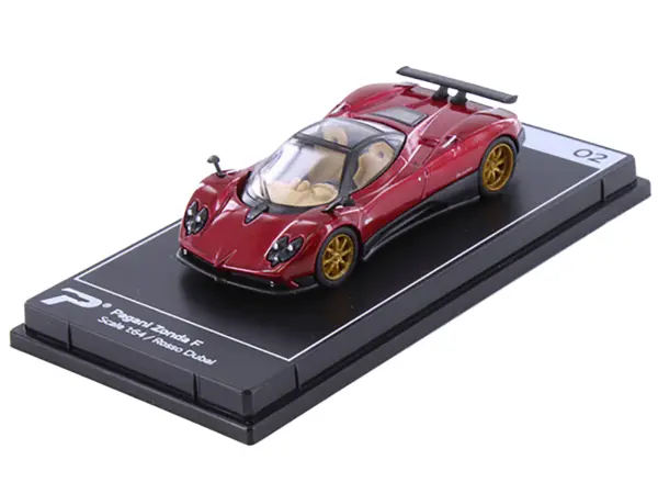 Pagani Zonda F Rosso Dubai Red Metallic "Hypercar League Collection" 1/64 Diecast Model Car by PosterCars #2