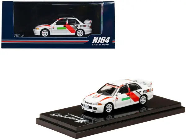 Mitsubishi Lancer RS Evolution III RHD (Right Hand Drive) Scortia White "Groupe A Promotion" 1/64 Diecast Model Car by Hobby Japan #1